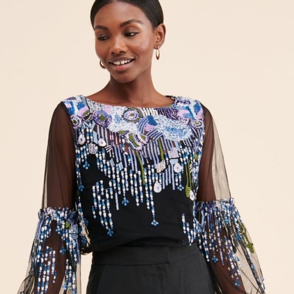 Eva Franco Tops - Eva Franco Mesh Sequin Top - Preloved